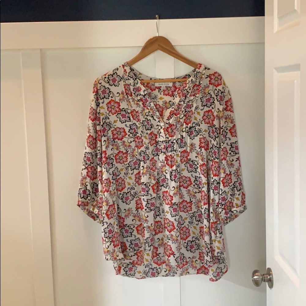 Rose + Olive Flower 3/4 Sleeve Shirt